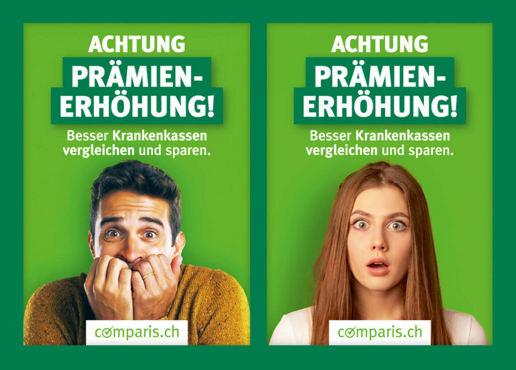 Krankenkassen Werbekampagne Comparis 2022 s Sujets